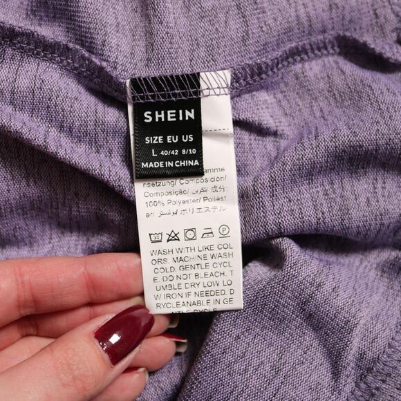 SHEIN Purple Knit Hooded Pullover Oversized Lightweight Sweatshirt Size L - Picture 5 of 6